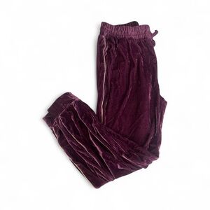 Velvet Smocked Jogger Pants in Deep Purple Y2K Velour